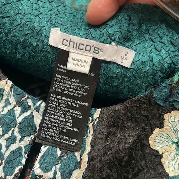 Chico’s Travelers Collection Mixed Print Crushed Jacket With Hook Closure Size L - Picture 15 of 16